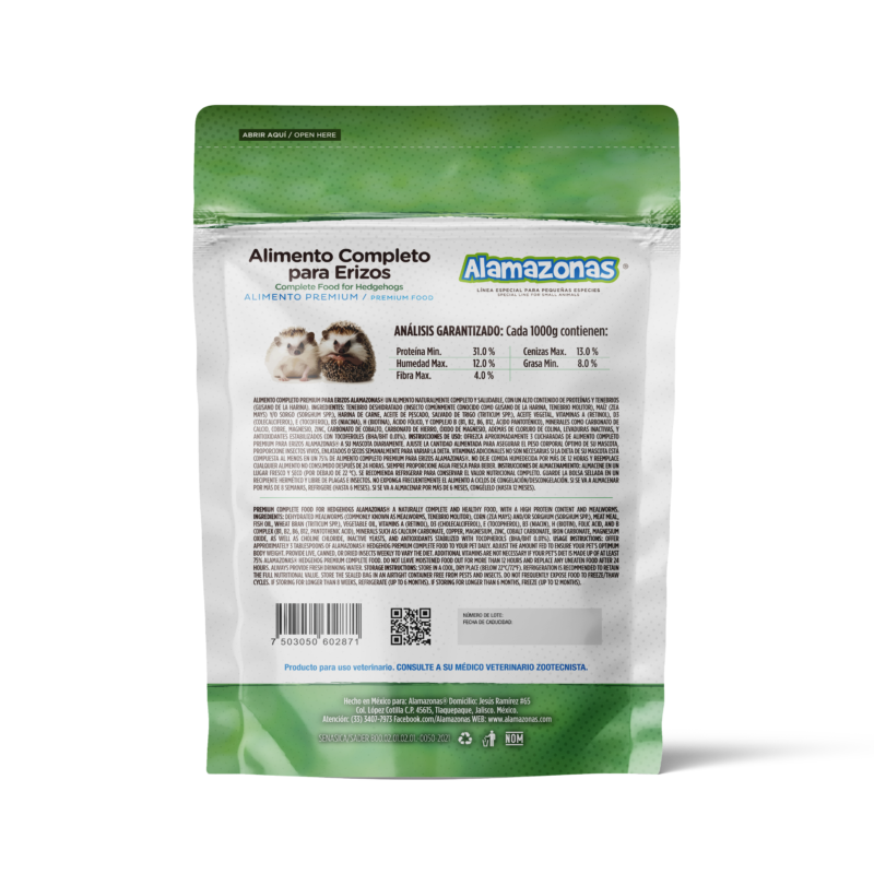 Alimento Completo Premium Para Erizos Hedgehog Alamazonas®