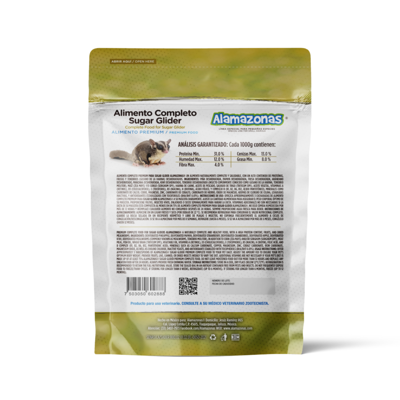 ALIMENTO COMPLETO PREMIUM PARA SUGAR GLIDER PETAUROS ALAMAZONAS®